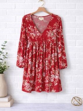 Denim And Supply Ralph Lauren Babydoll Red Mini Dress Dress Floral Small Medium